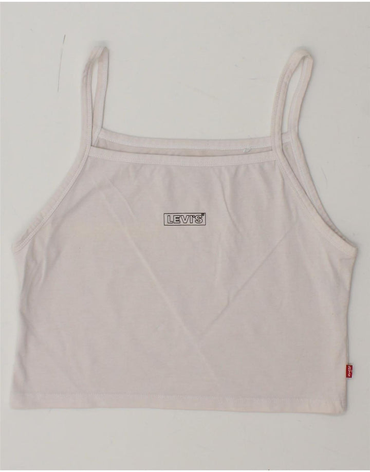 LEVI'S Womens Crop Cami Top UK 10 Small White Vintage Levi's and Second-Hand Levi's from Messina Hembry 