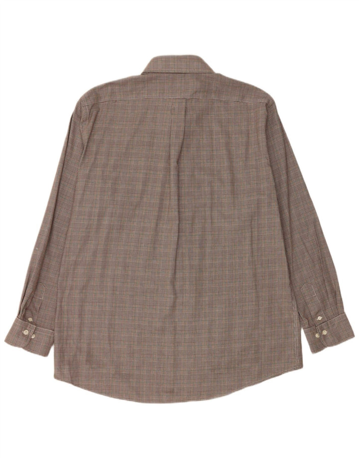 Ralph Lauren Herren-Hemd, tailliert, Größe 17 43 XL, brauner Hahnentrittmuster