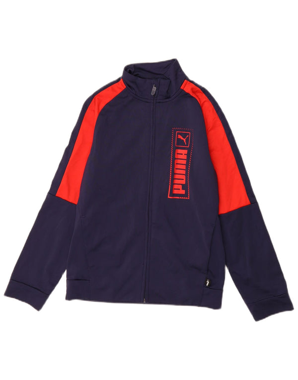 Puma Jungen Grafik-Trainingsanzug-Top-Jacke, 11–12 Jahre, Marineblau, Farbblock