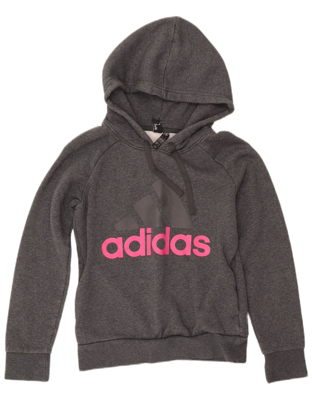 ADIDAS Damen Graphic Hoodie Pullover UK 8/10 Small Graue Baumwolle