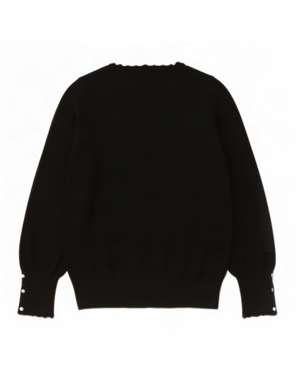 Lipsy Damen-Pullover mit Rundhalsausschnitt, Gr. 14, Größe L, schwarze Viskose