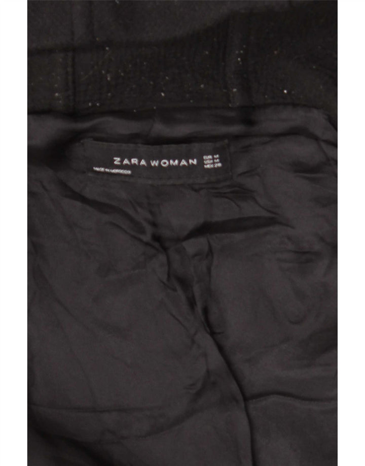 Zara Damen-Bomberjacke mit Kapuze, UK 14, mittlere schwarze Wolle