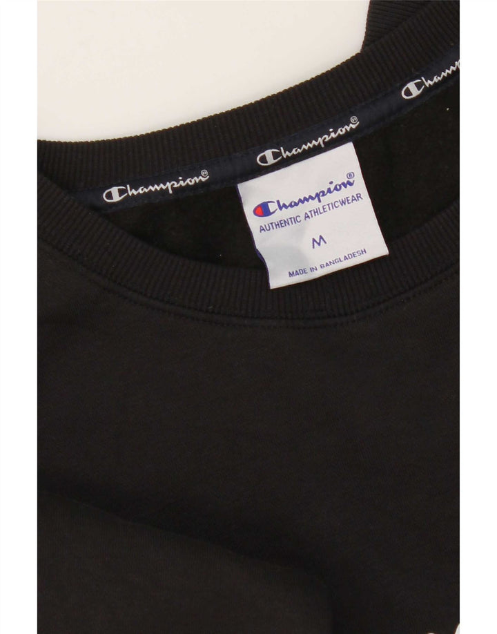 Champion Damen Grafik-Sweatshirt-Pullover UK 12 Mittelschwarze Baumwolle