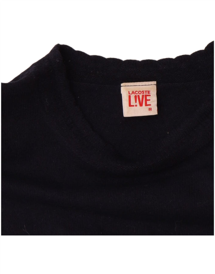 Lacoste Womens Crop Crew Neck Pullover Pullover UK 12 Medium Navy Blue Wool