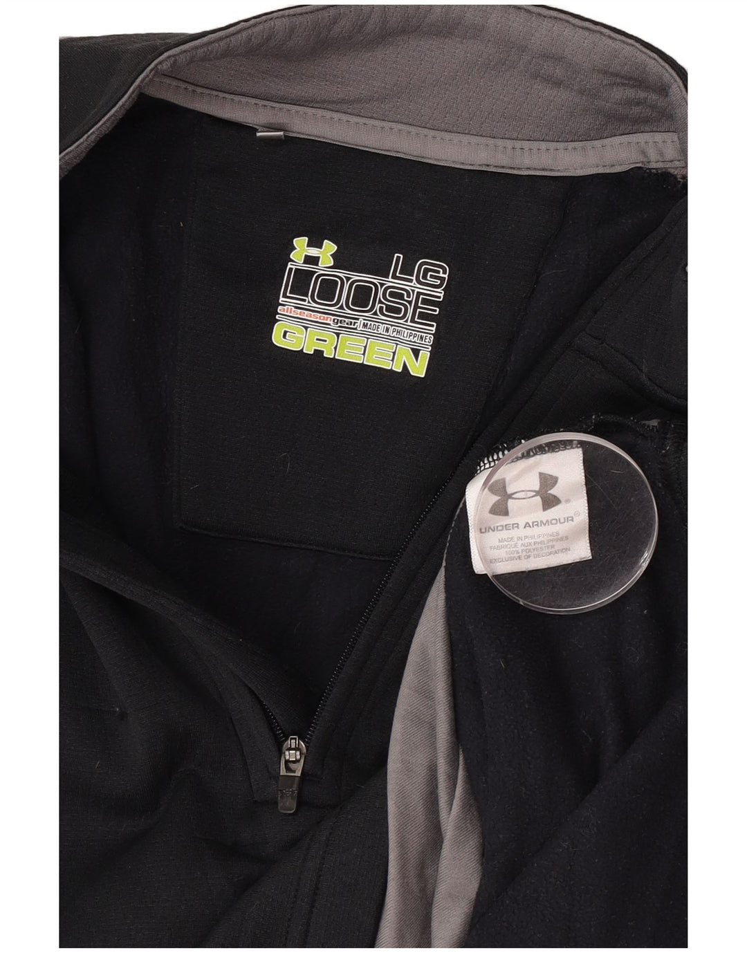 Loses Herren-Sweatshirt mit Reißverschluss von Under Armour, Größe L, Schwarz, Farbblock