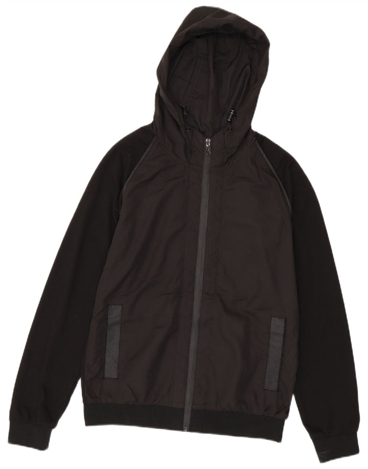 Zara Herren-Bomberjacke mit Kapuze, UK 38, Mittelschwarz, Colourblock-Polyester