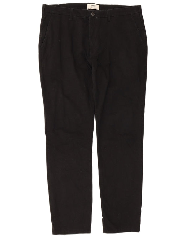 Marks & Spencer Herren Slim Fit Chinohose W38 L33 Schwarze Baumwolle