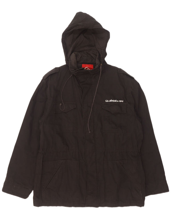 Quiksilver Herren-Militärjacke mit Kapuze, UK 42, XL, schwarze Baumwolle
