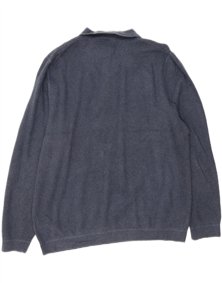EDDIE BAUER Herren-Pullover mit Polokragen, mittelmarineblaue Baumwolle