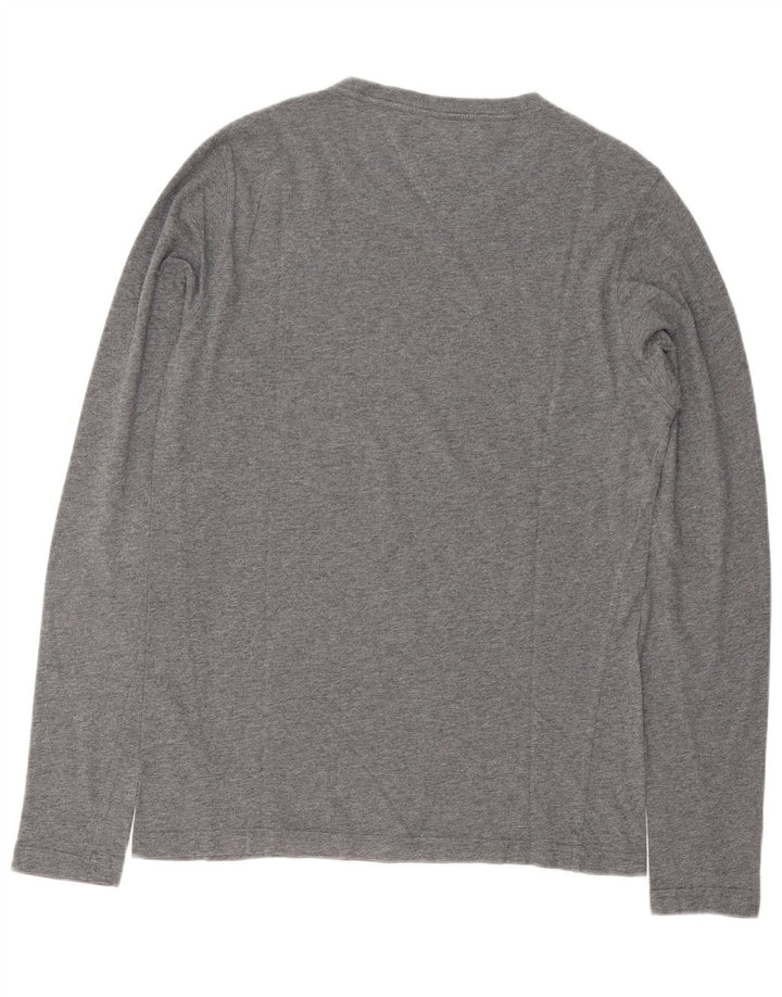 Tommy Hilfiger Herren-Oberteil mit Grafik, langärmlig, klein, grau gefleckte Baumwolle