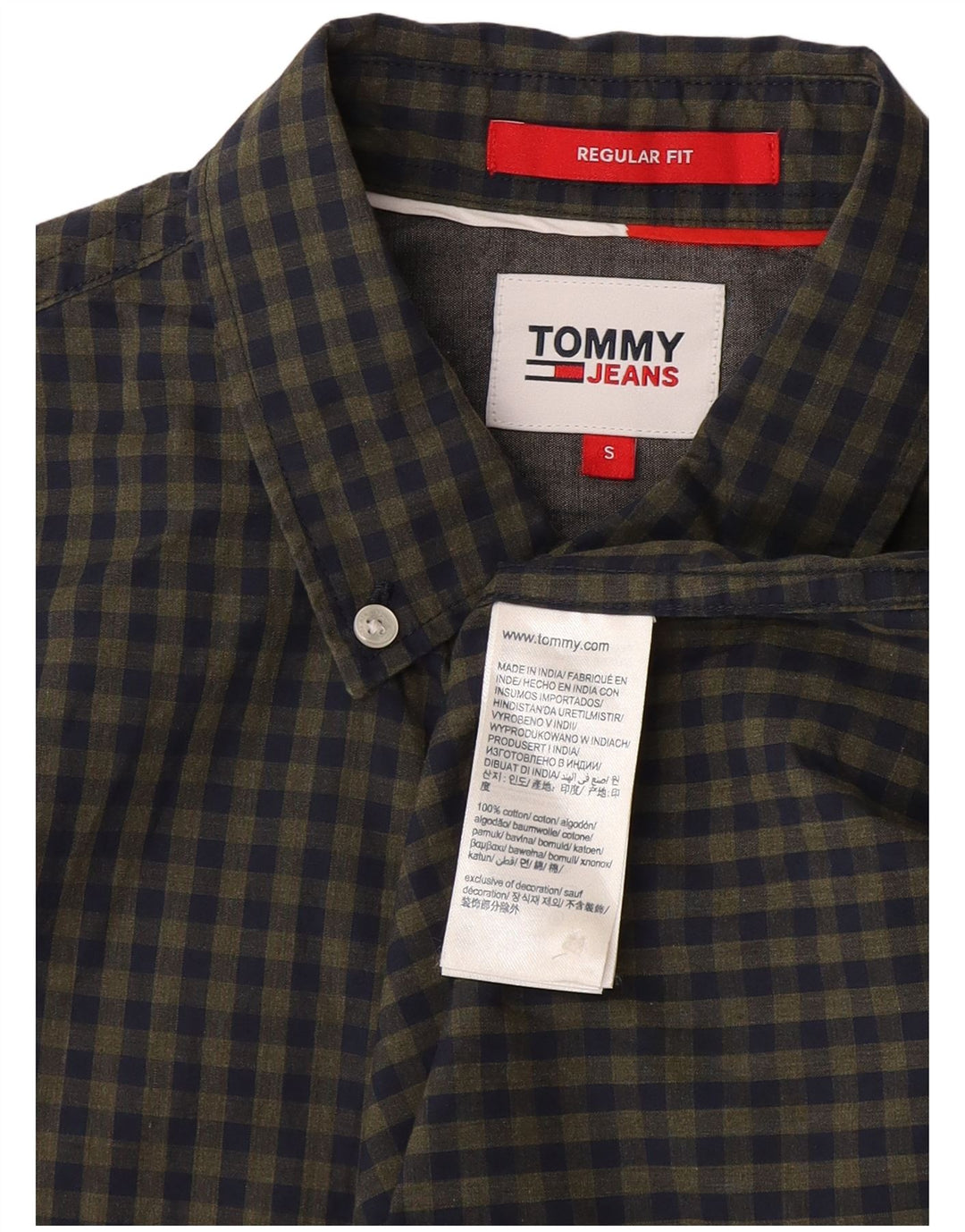 Tommy Hilfiger Herren-Hemd mit normaler Passform, klein, marineblau, Gingham-Baumwolle