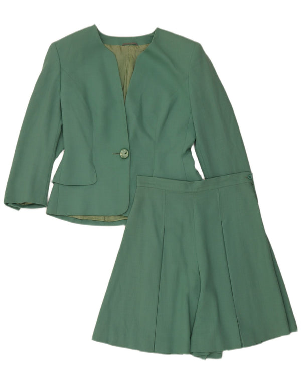 Vintage Damen 1-Knopf-2-teiliges Set UK 12 Medium W28 Grünes Acetat