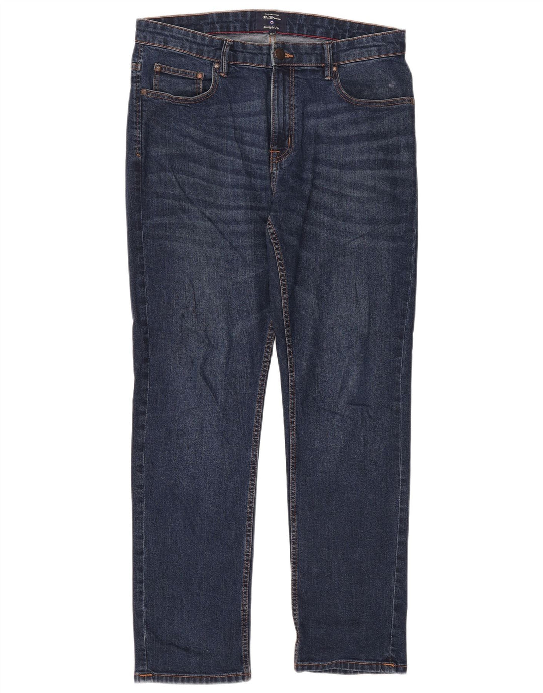 Ben Sherman Herren Straight Jeans W36 L31 Marineblaue Baumwolle