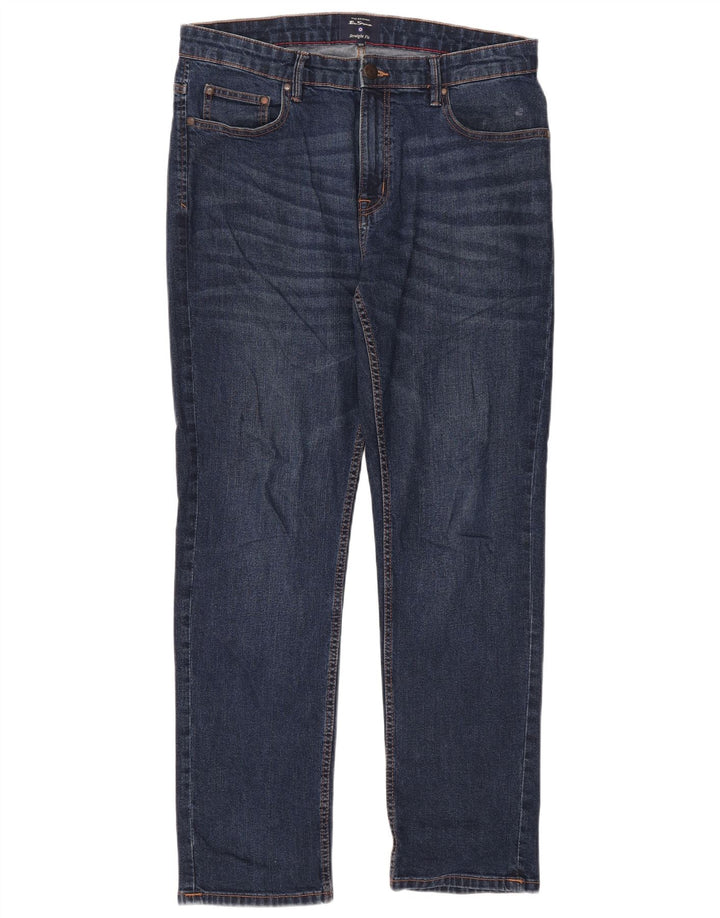 Ben Sherman Herren Straight Jeans W36 L31 Marineblaue Baumwolle