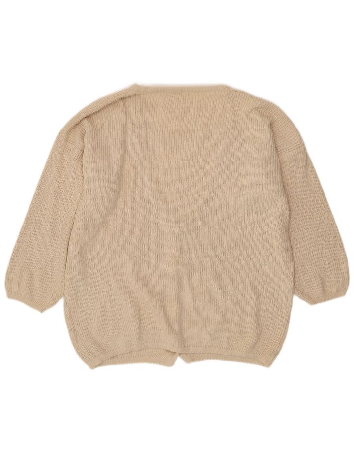 VINTAGE Damen-Strickjacke in Übergröße, EU 46/48 XL, gebrochenes Weiß