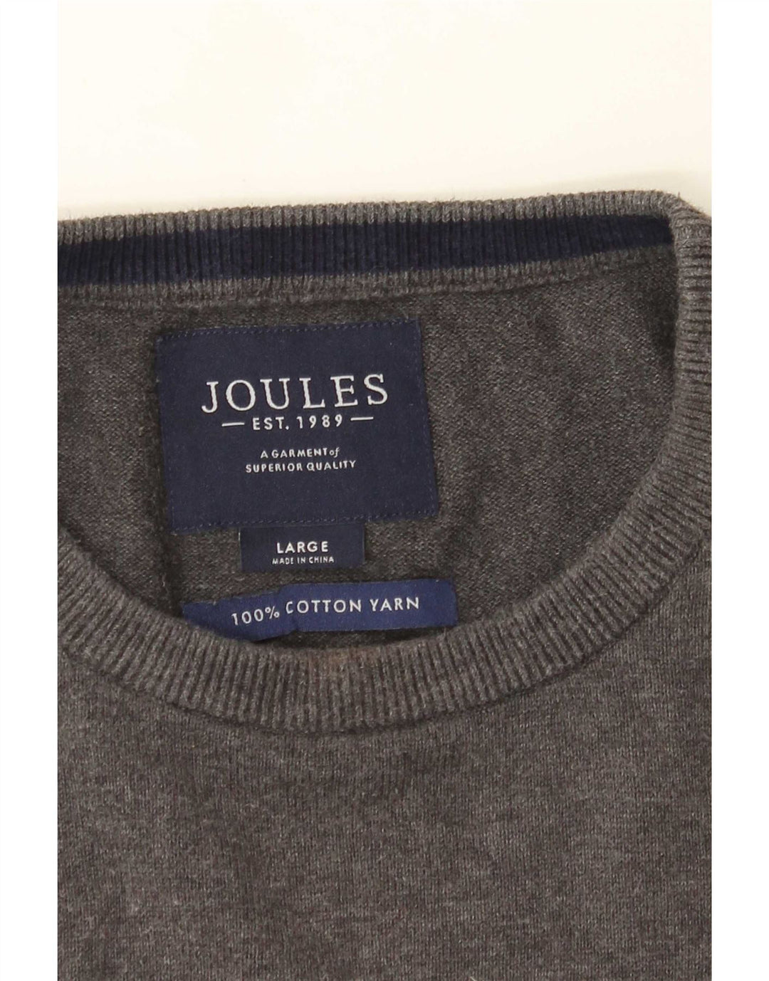 Joules Herren-Pullover mit Rundhalsausschnitt, groß, graue Baumwolle