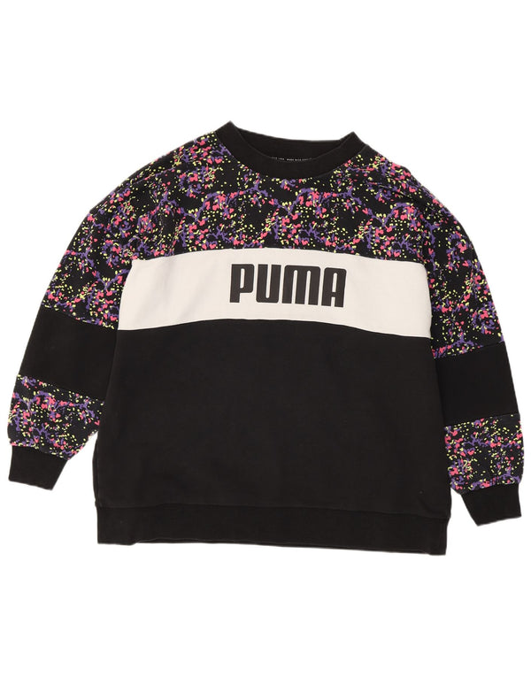 Puma Damen Grafik-Sweatshirt-Pullover UK 22 3XL Schwarze Colourblock-Baumwolle