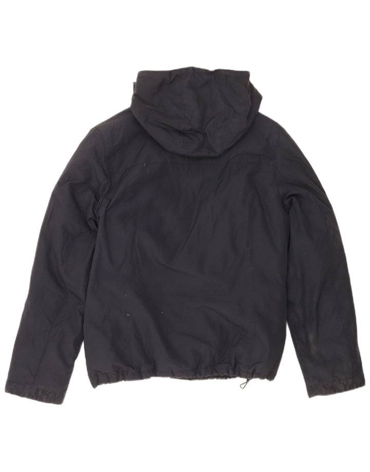 Woolrich Wattierte Damenjacke mit Kapuze, UK 14, mittelmarineblaue Baumwolle
