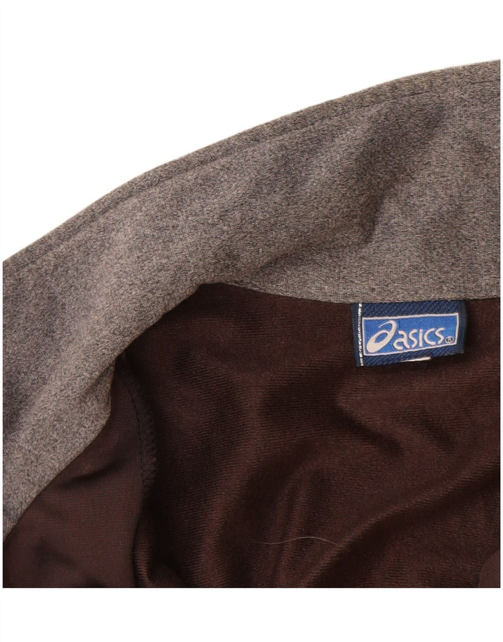 ASICS Herren-Trainingsanzug mit grafischem Oberteil, mittelbraunes Farbblock-Polyester