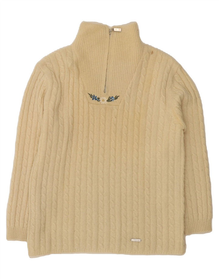 ALPHORN Womens Zip Neck Jumper Sweater UK 14 Medium Off White Wool Vintage Alphorn and Second-Hand Alphorn from Messina Hembry 