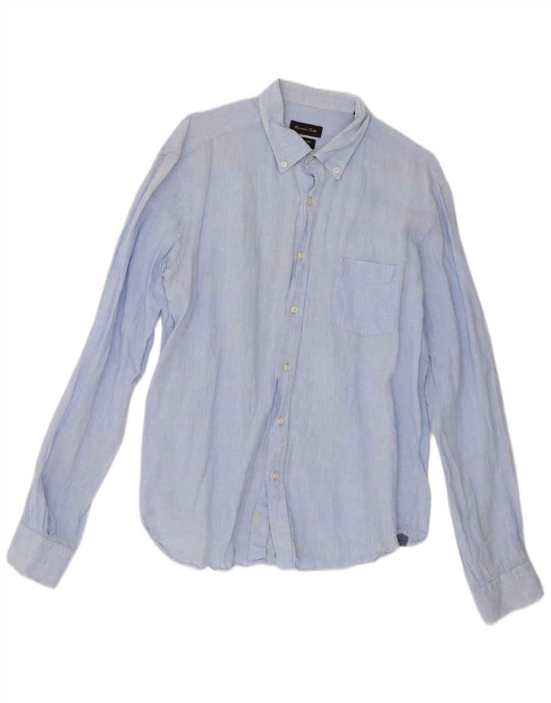Massimo Dutti Herrenhemd XL Blaues Leinen