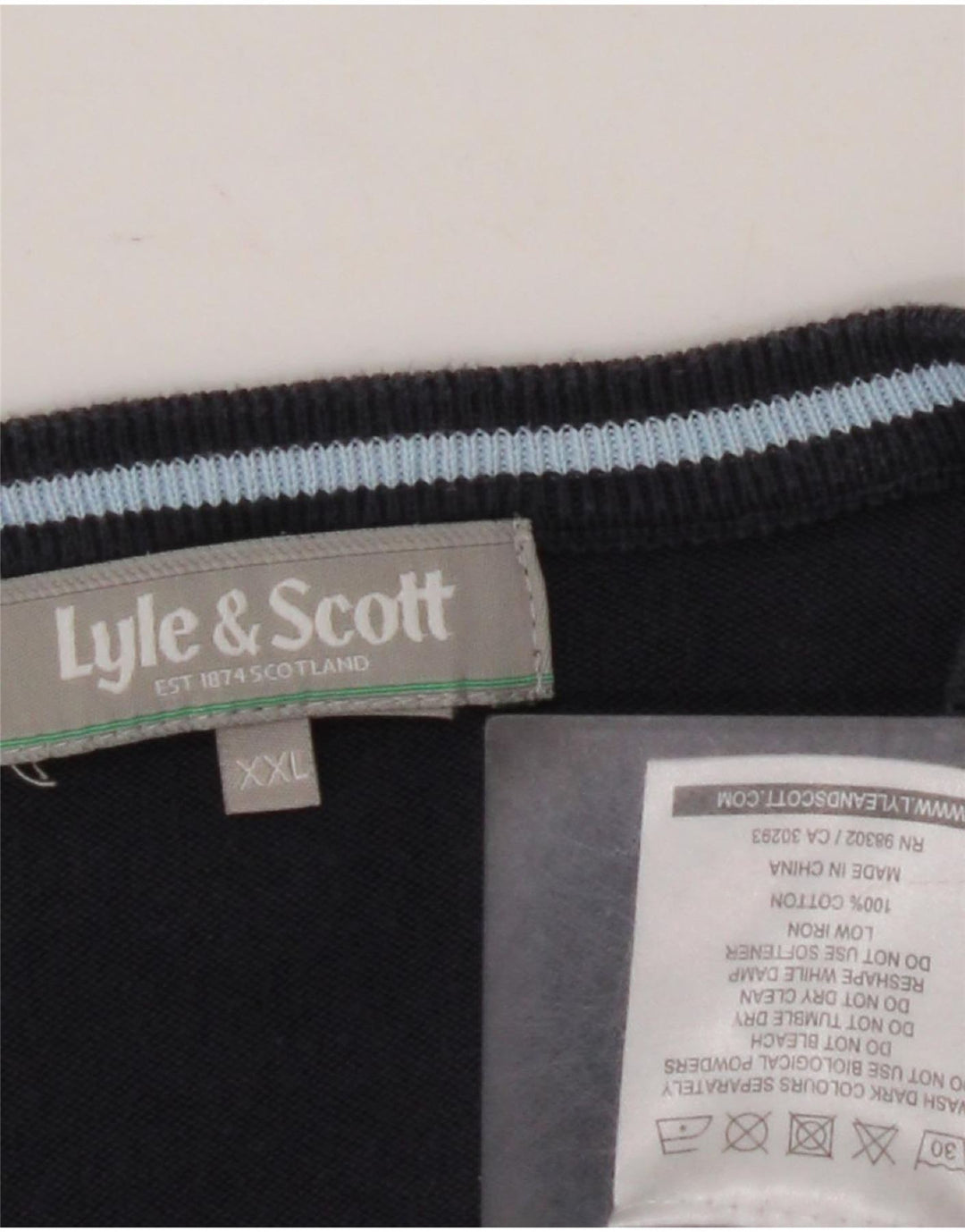 LYLE & SCOTT Herren-Pullover mit V-Ausschnitt, 2XL, Marineblau, Argyle/Diamant