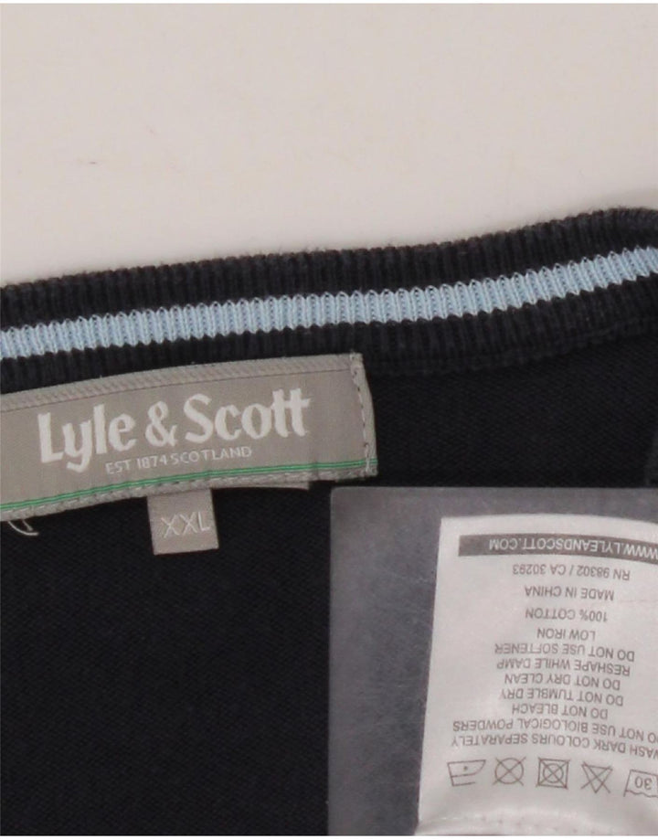 LYLE & SCOTT Herren-Pullover mit V-Ausschnitt, 2XL, Marineblau, Argyle/Diamant