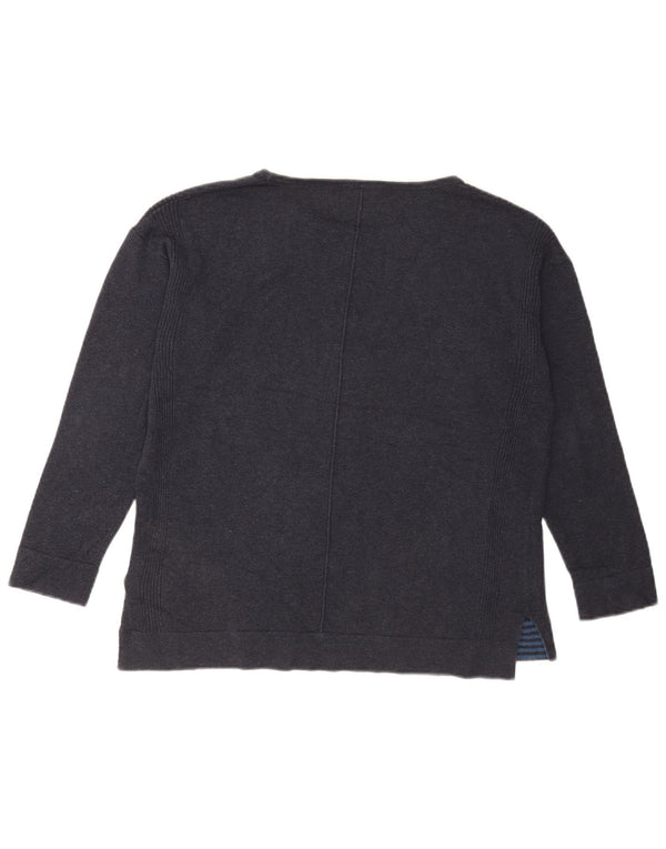 White Stuff Damen-Pullover mit U-Boot-Ausschnitt, UK 12, mittelmarineblaue Baumwolle