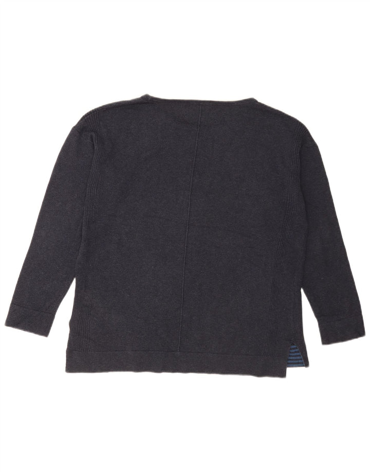 White Stuff Damen-Pullover mit U-Boot-Ausschnitt, UK 12, mittelmarineblaue Baumwolle