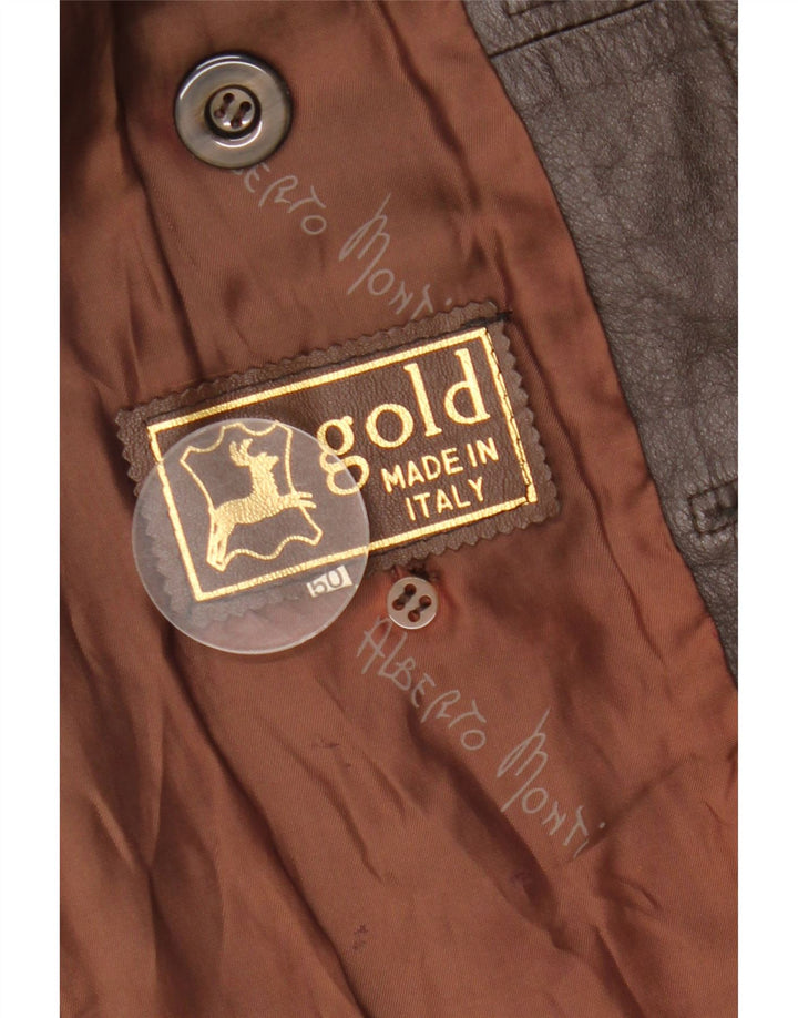 VINTAGE Damen Ledermantel IT 50 XL Braun