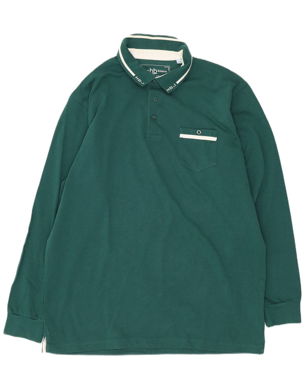 Harmont & Blaine Herren-Langarm-Poloshirt mit normaler Passform, 3XL, grüne Baumwolle