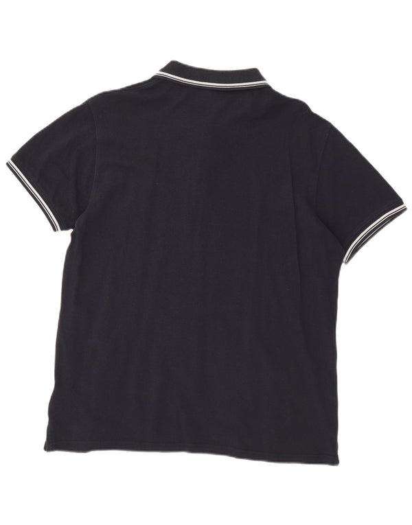 Sergio Tacchini Herren-Poloshirt, mittelmarineblaue Baumwolle