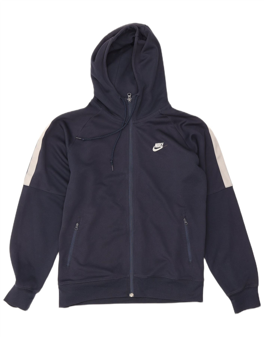 Nike Herren-Kapuzenpullover mit Reißverschluss, mittleres Marineblau, Farbblock-Polyester