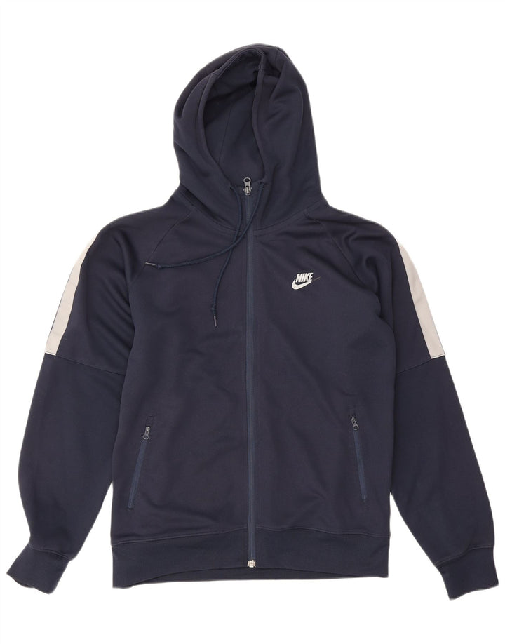 Nike Herren-Kapuzenpullover mit Reißverschluss, mittleres Marineblau, Farbblock-Polyester