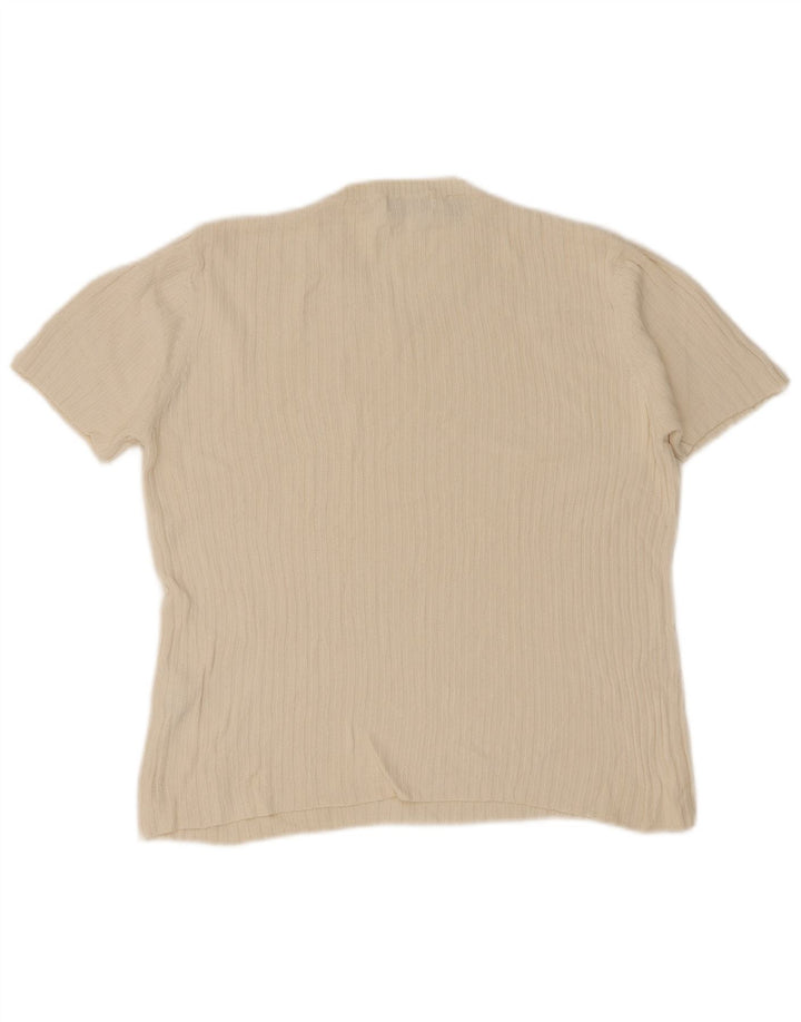Zara Herren T-Shirt Top Large Beige Baumwolle