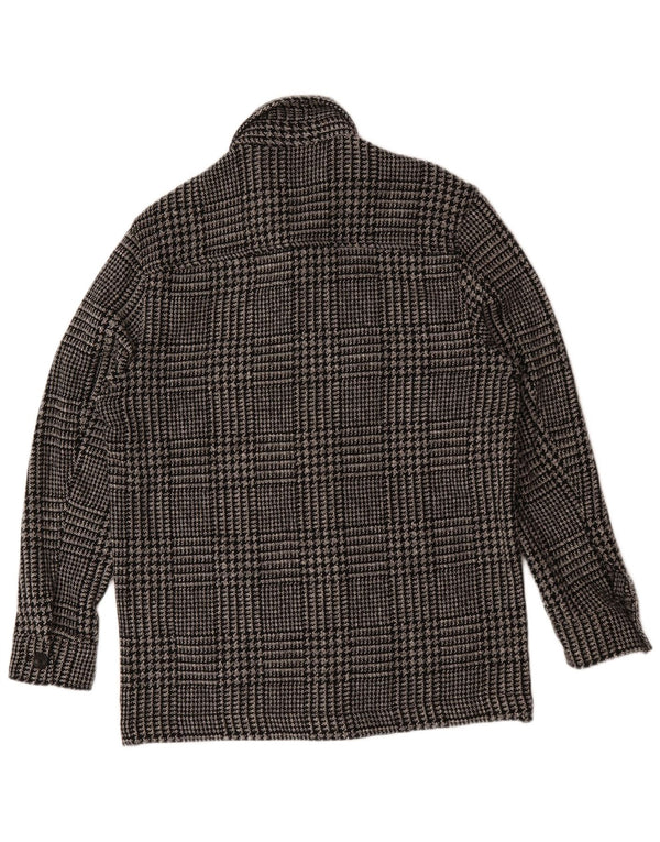 Zara Herren-Utility-Jacke, großes, schwarzes Hahnentritt-Polyester