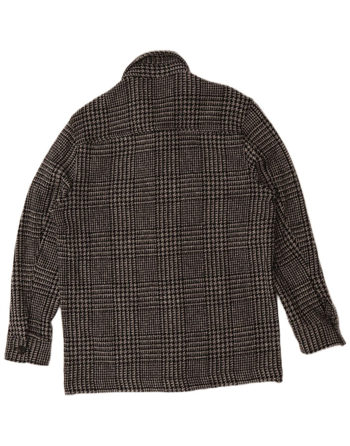 Zara Herren-Utility-Jacke, großes, schwarzes Hahnentritt-Polyester