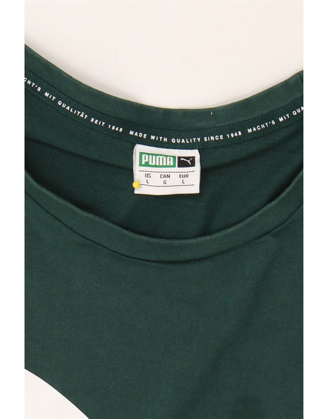 PUMA Mens Graphic T-Shirt Top Large Green Cotton Vintage Puma and Second-Hand Puma from Messina Hembry 
