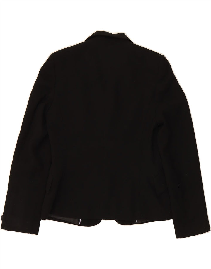 MARKS & SPENCER Womens 1 Button Blazer Jacket UK 12 Medium Black Polyester Vintage Marks & Spencer and Second-Hand Marks & Spencer from Messina Hembry 