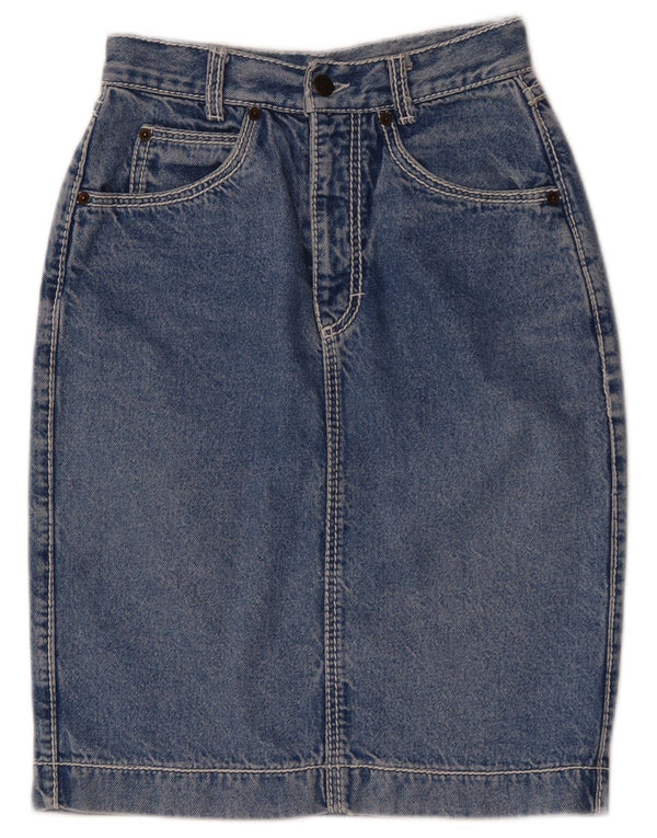 VINTAGE Damen Jeansrock W24 XS Blaue Baumwolle