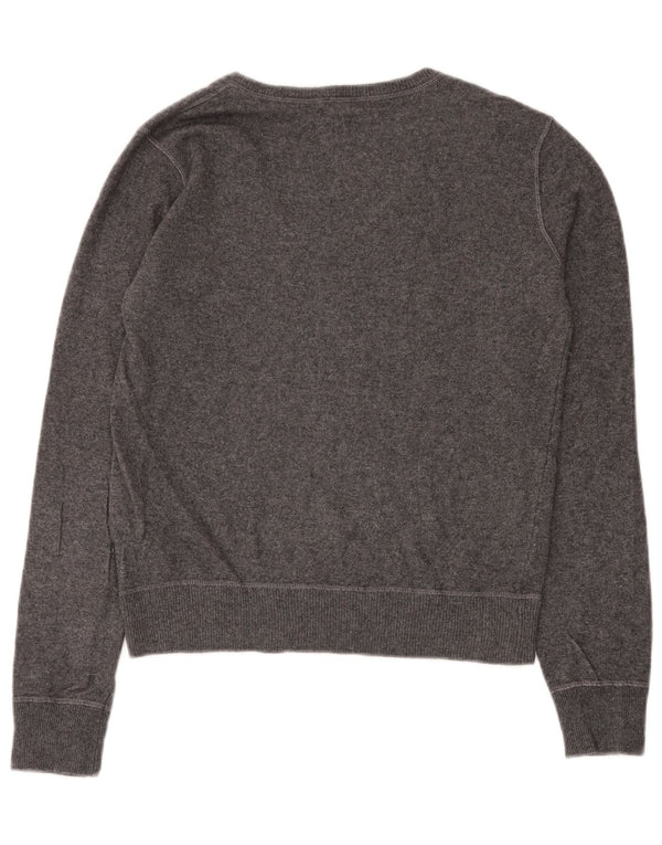 Armani Jeans Damen Crop V-Ausschnitt Pullover Pullover UK 14 Große graue Viskose