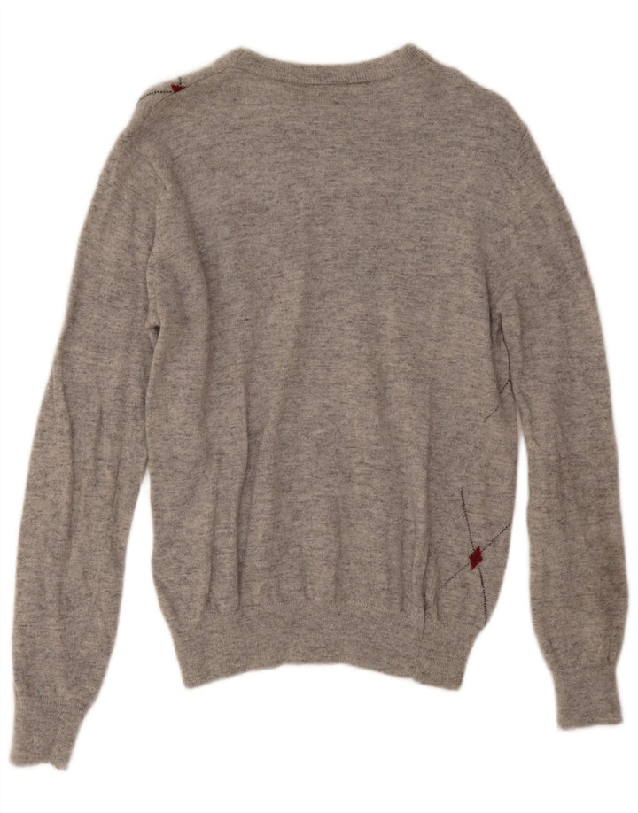 Lotto Herren-Pullover mit Rundhalsausschnitt, mittelgraue Argyle-/Diamantwolle