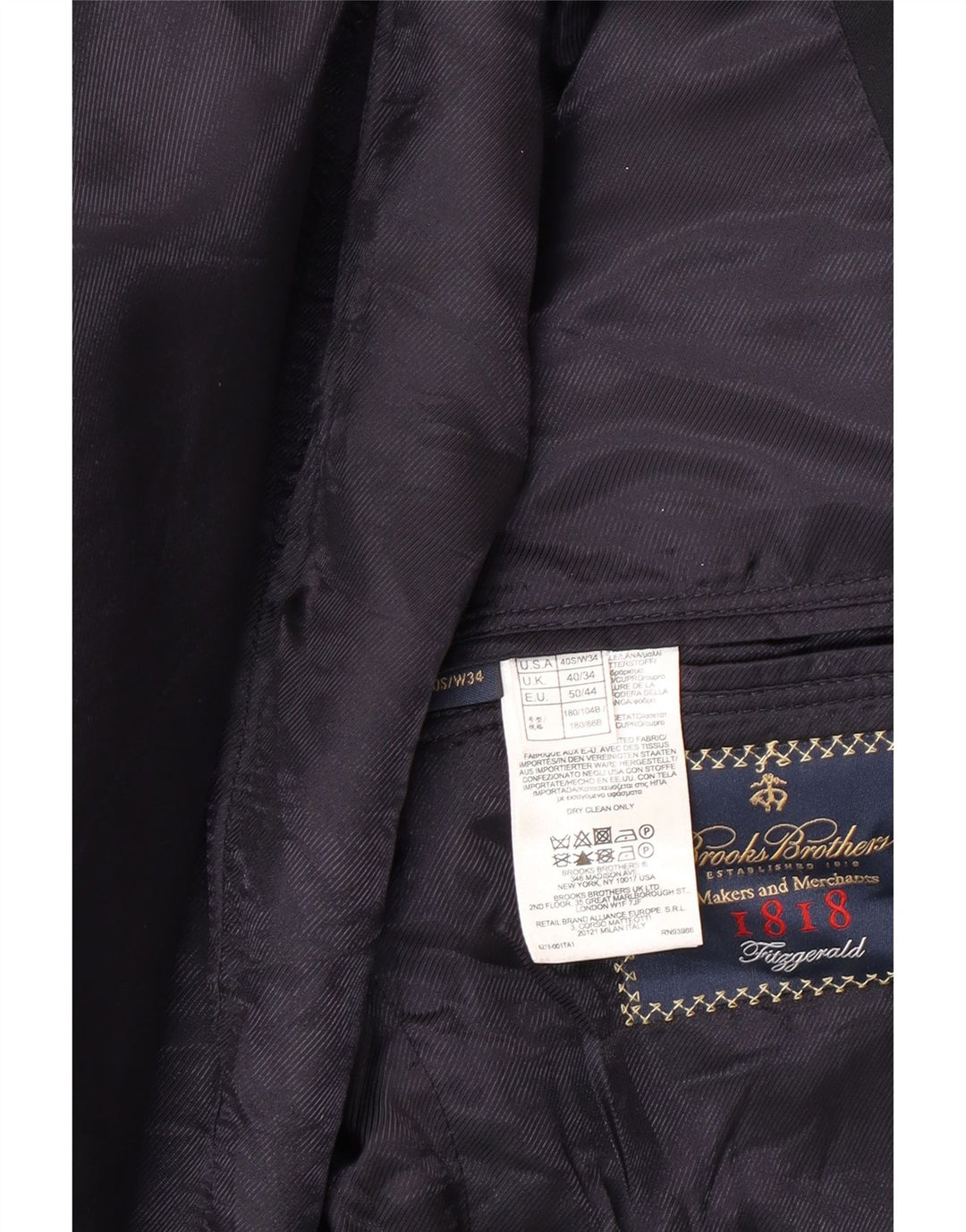 Brooks Brothers Herren-Blazer mit 2 Knöpfen, UK 40, große marineblaue Wolle