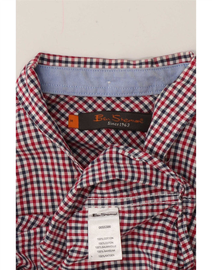 Ben Sherman Herren-Hemd mit normaler Passform, mittelrote Gingham-Baumwolle