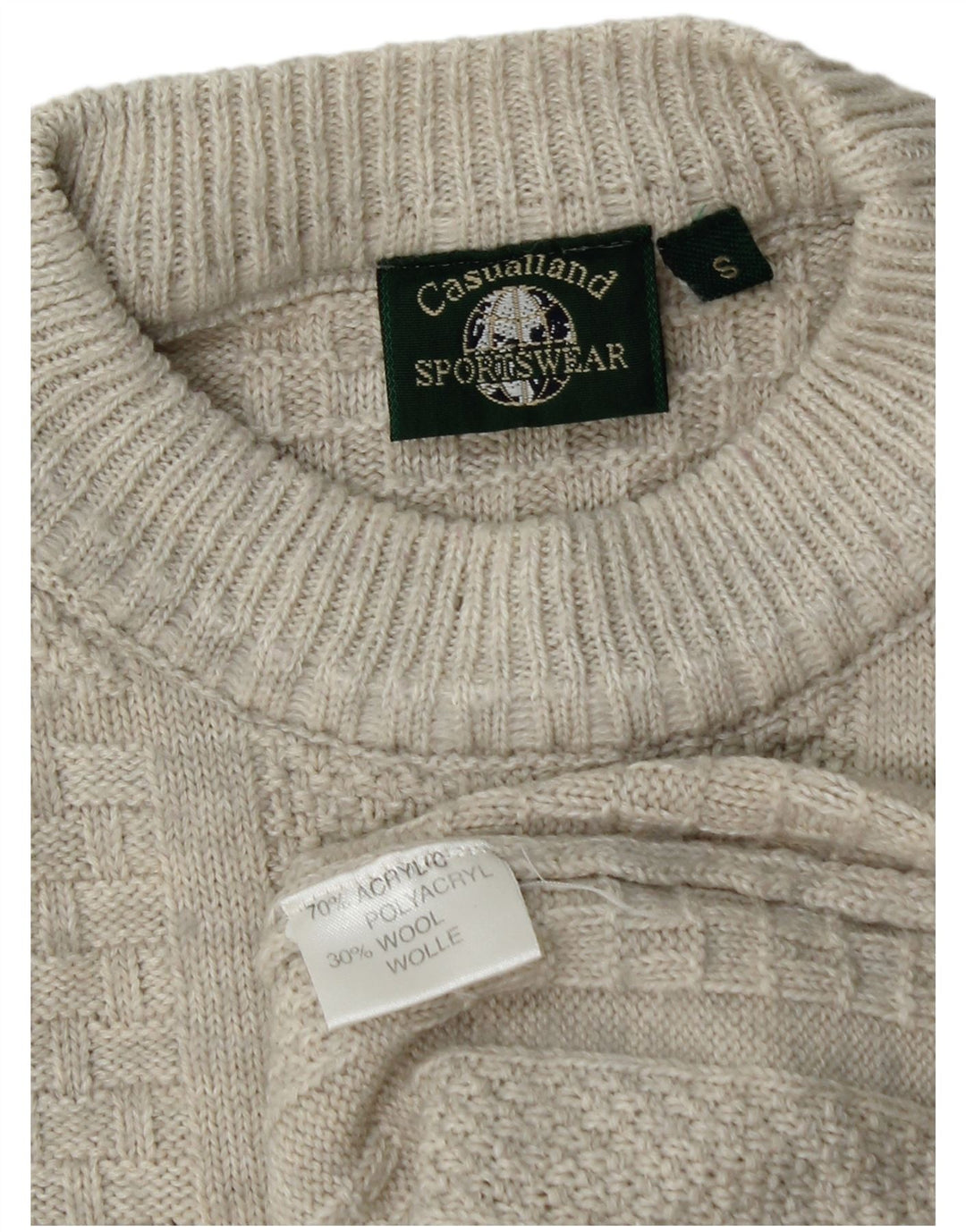 CASUALLAND Herren-Pullover mit Rundhalsausschnitt, Größe S, Grau, Acryl