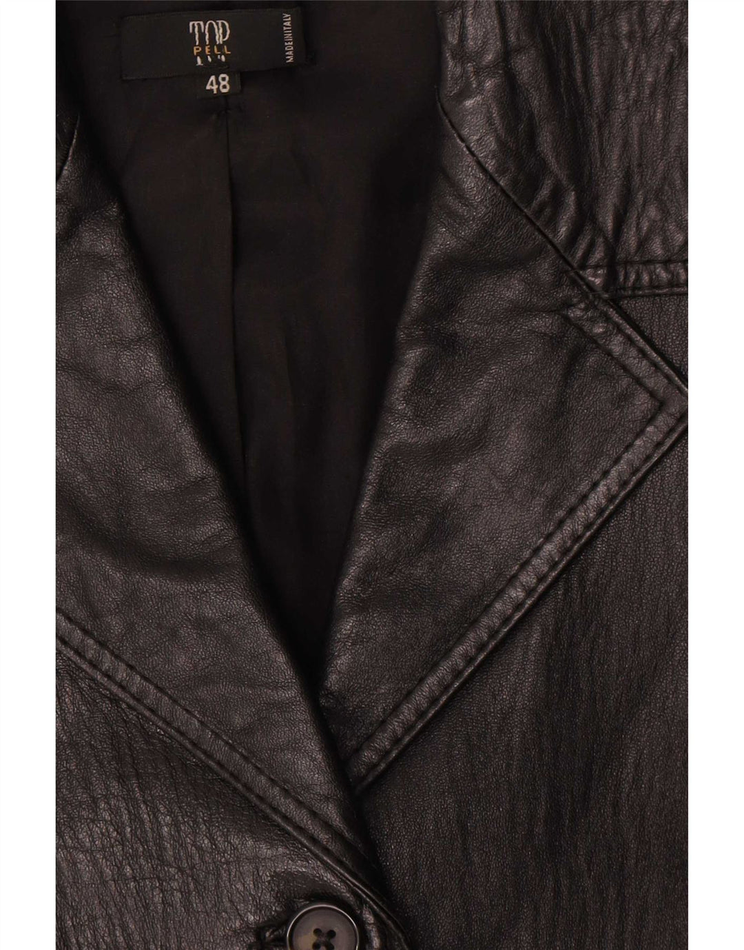 Vintage Damen Ledermantel IT 48 XL Schwarzes Leder