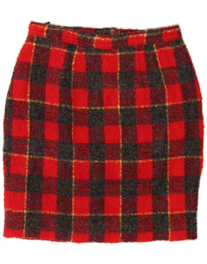 VINTAGE Womens Pencil Skirt W27 Small  Red Check Wool Vintage Vintage and Second-Hand Vintage from Messina Hembry 