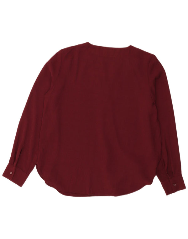 Marks & Spencer Damen Langarm-Blusenoberteil UK 12 Medium Burgund