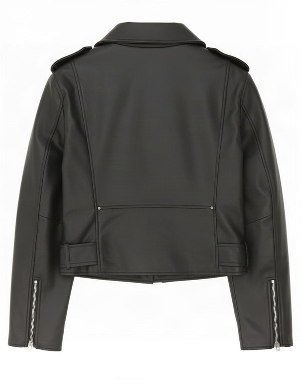 Zara Damen Kunstleder Bikerjacke UK 18 XL Schwarz Polyester