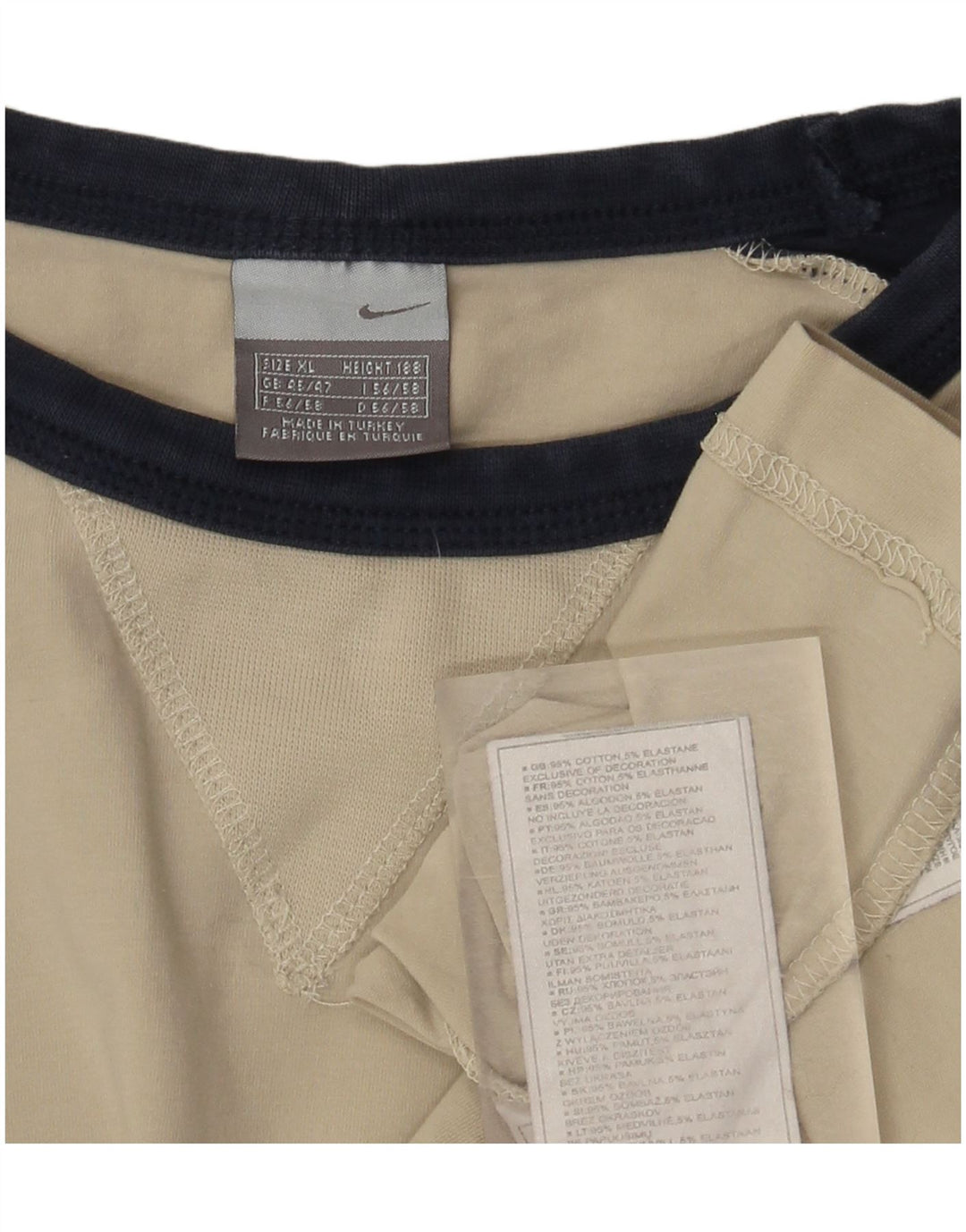 Nike Herren Top Langarm UK 45/47 XL Beige Colourblock Baumwolle